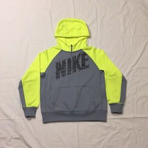 Grey and Yellow Boys Large Nike half zip hoodie